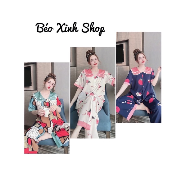 [FREESHIP]Đồ  Ngủ Pyjama   Bigize  Dài  50-100kg Bigsize Cao Cấp Kiểu Dáng Đẹp Vải Satin Lạnh Mặc Cực Thích