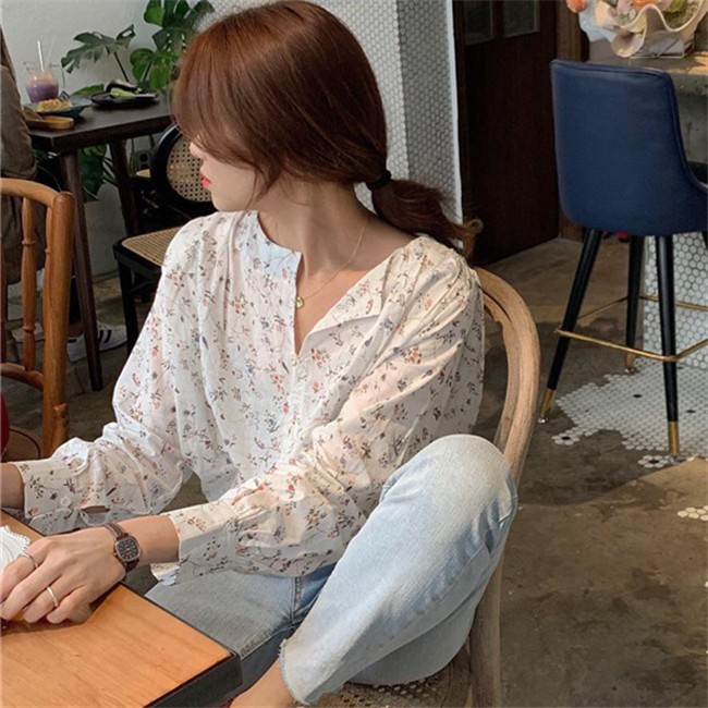Áo Sơ Mi Voan Hoa Tay Dài Thời Trang Dành Cho Nữ