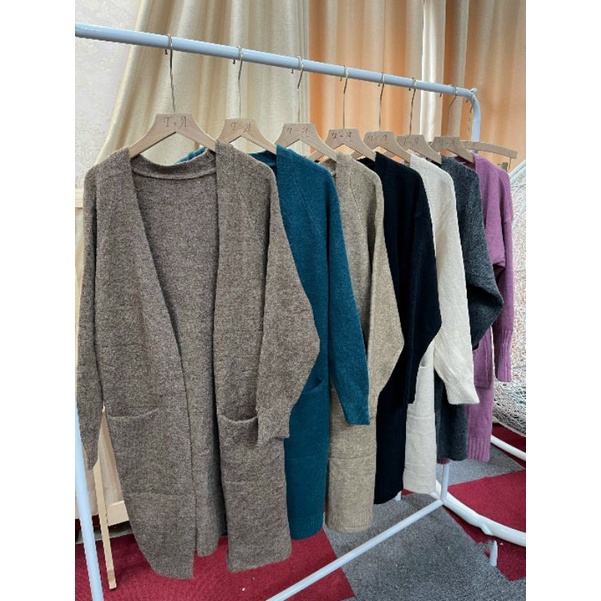 Áo Khoác Cardigan Ms.6992 Áo Kiểu Choàng Dáng Suông Dài Phối Túi Hai Bên Tiện Lợi Chất Len Dày Dặn