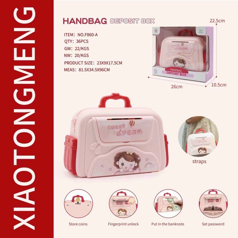 Két Sắt Mini Cho Bé - Mẫu mới có nhấn giả vân tay - Hàng Loại 1