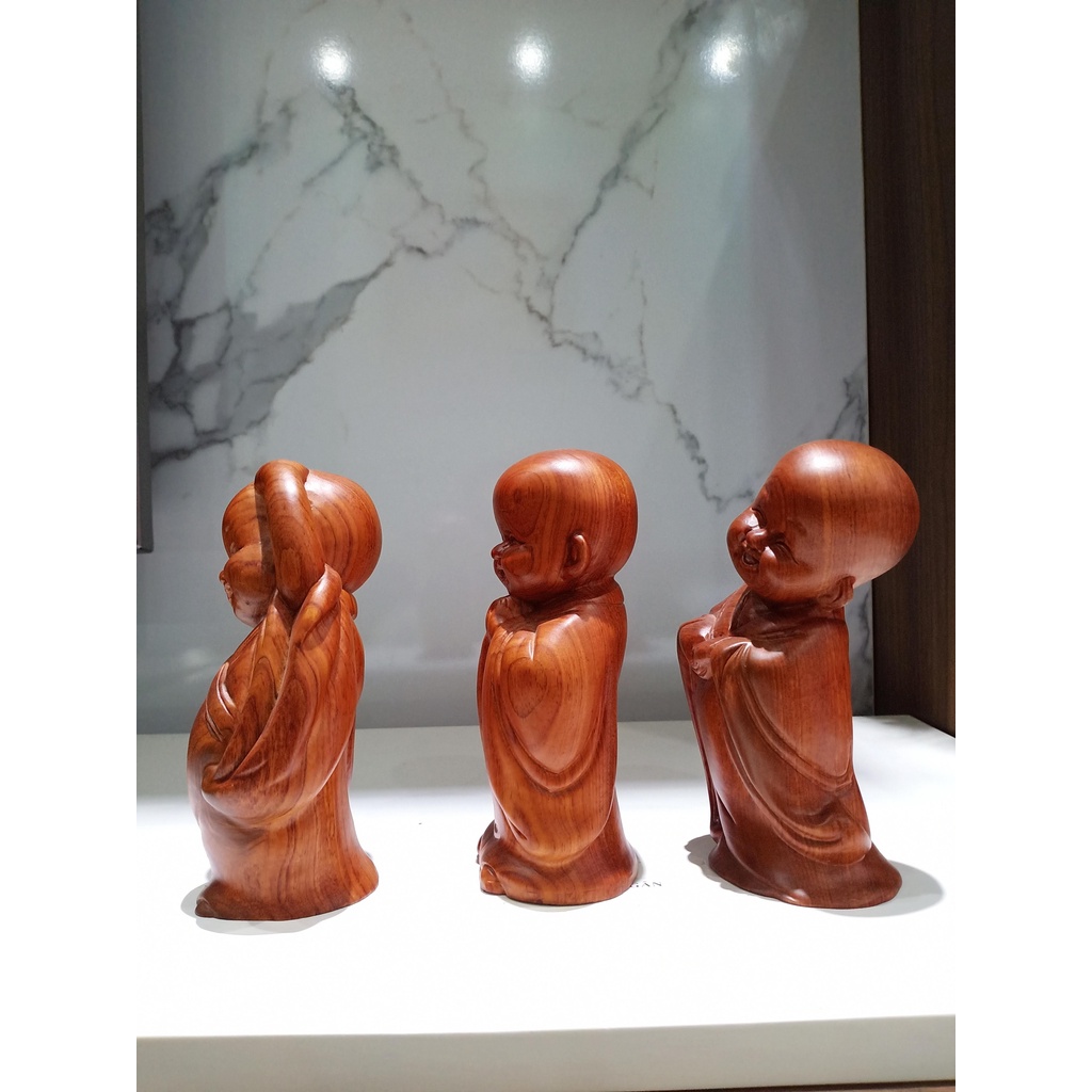 Bộ tượng tam không tam tiểu gỗ hương cao 15