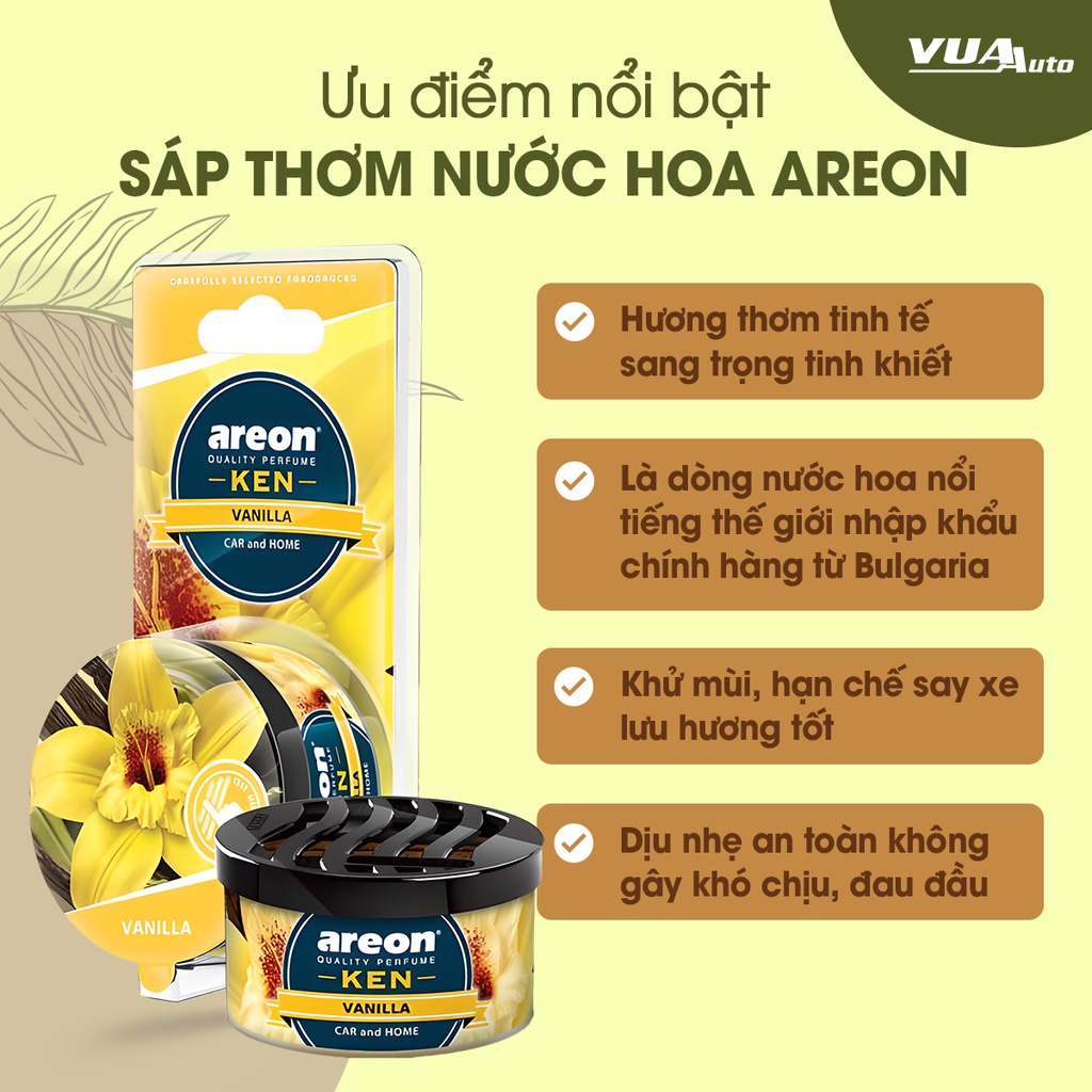 Sáp thơm nước hoa ô tô Areon ken cao cấp chính hãng hương thơm tinh khiết sang trọng khử mùi cho xe hơi phòng ở