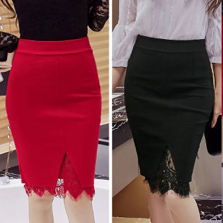 Chân váy bút chì xẻ phối ren FC959