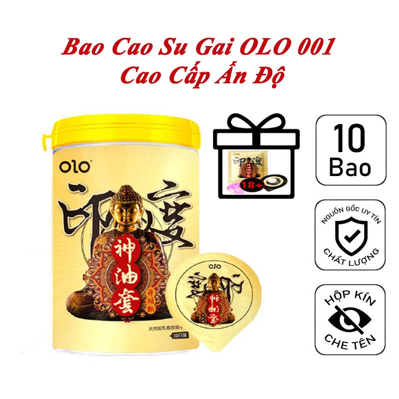 Bao Cao Su Gai OLO 001 Cao Cấp Gamma Ấn Độ Bao Cao Su Kéo Dài Thời Gian Siêu Mỏng Hộp 10 BCS