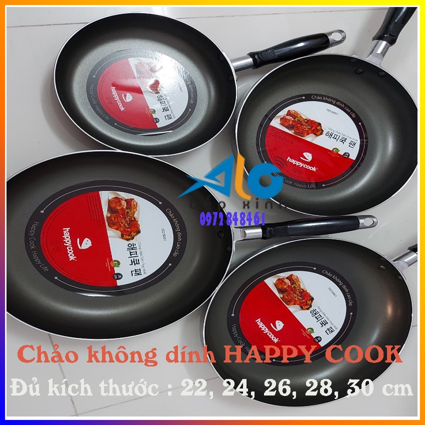 Chảo chống dính Happycook / Chảo không dính - chảo trơn - SIZE 16, 18, 22, 24, 26, 28, 30 cm - BH 6 tháng - Alo Bếp xinh