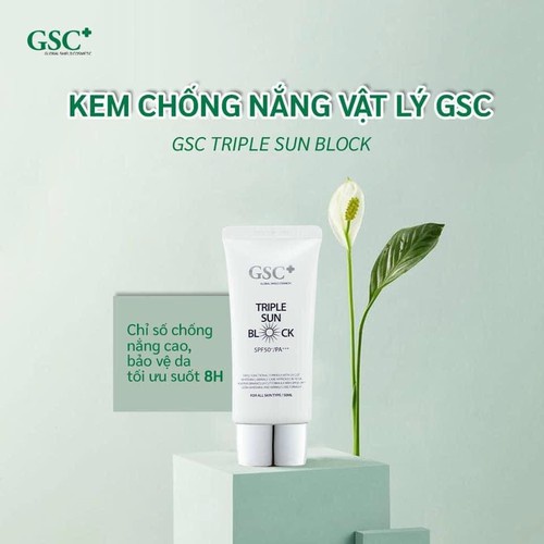 Kem chống nắng GSC+ Triple Sun Block, KCN vật lý, chỉ số chống nắng SPF 50, PA+++ chính hãng