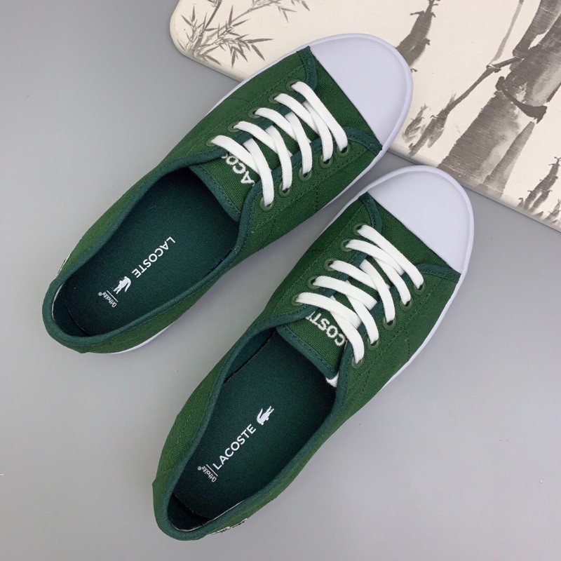 giày nữ màu xanh của rừng vải cao cấp lacoste