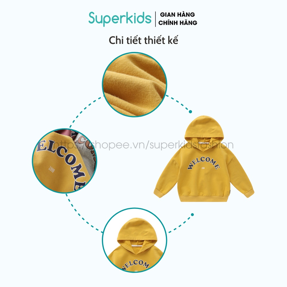 Áo nỉ hoodie Welcome 1986 cho bé 8-18kg QATE764