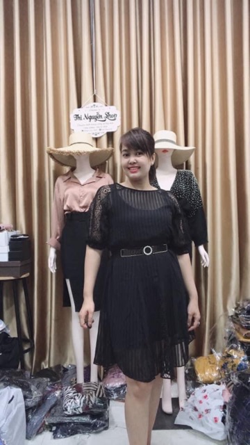 Đầm nữ đầm dáng xòe màu đen