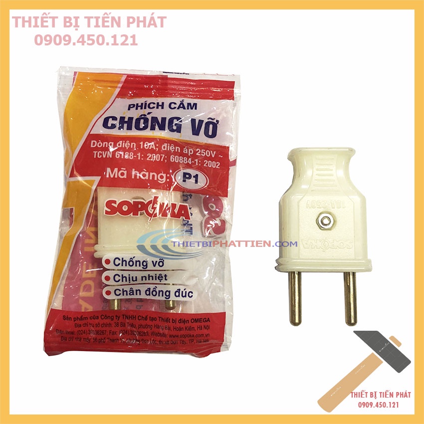 PHÍCH CẮM CHỐNG VỠ SOPOKA P1 10A-250V HÀNG CHẤT LƯỢNG CAO