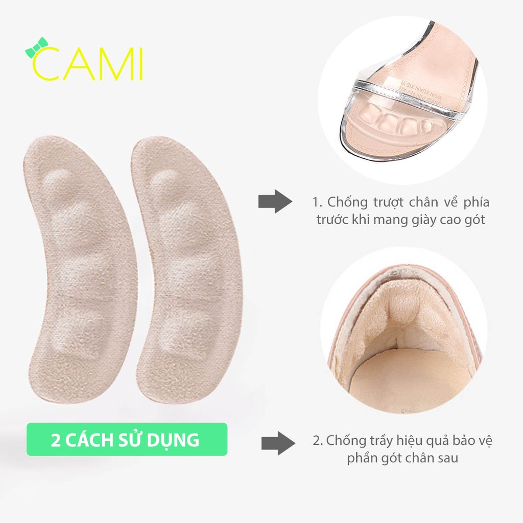Lót giày chuyên dùng khi mang sandal giúp chống trượt bàn chân phía trước hoặc lót gót sau chống trầy - Cami - CMPK277