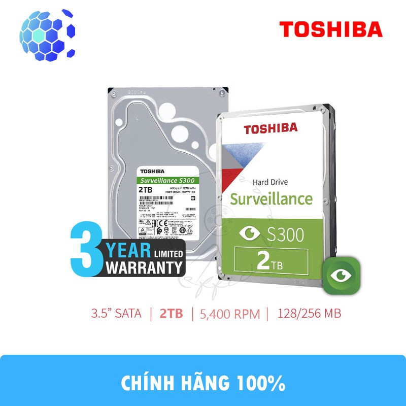 Ổ cứng Camera Toshiba S300 2TB Surveillance Chính Hãng