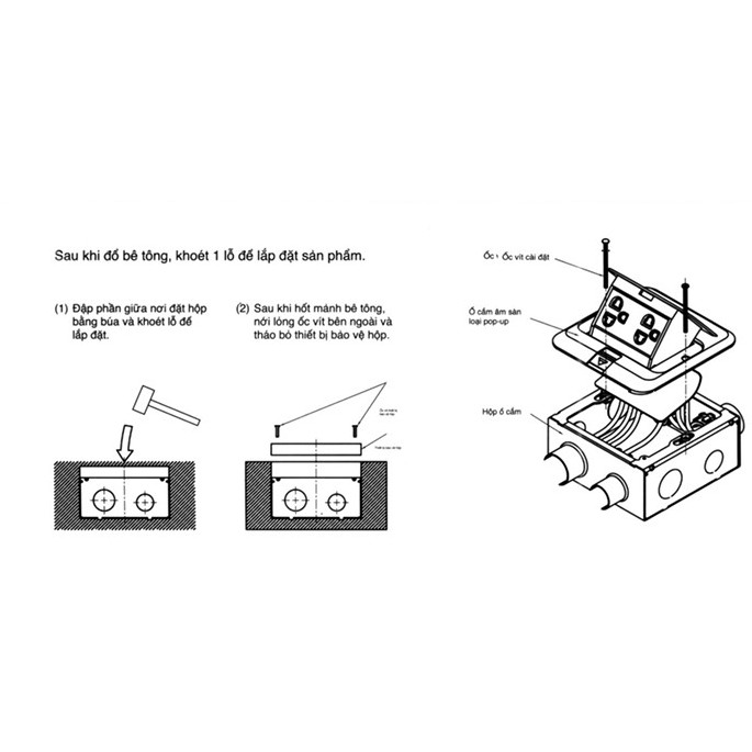 BỘ Ổ CẮM ÂM SÀN GIẢM TỐC DOBO HÀN QUỐC