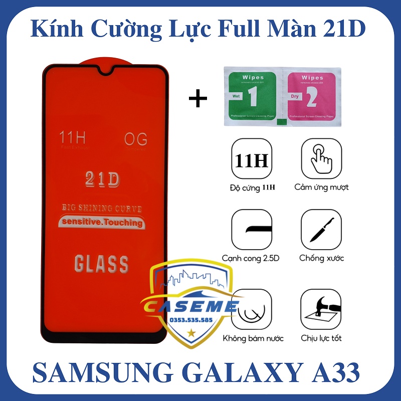 Kính cường lực full màn hình 21D dành cho Samsung Galaxy A33 5G