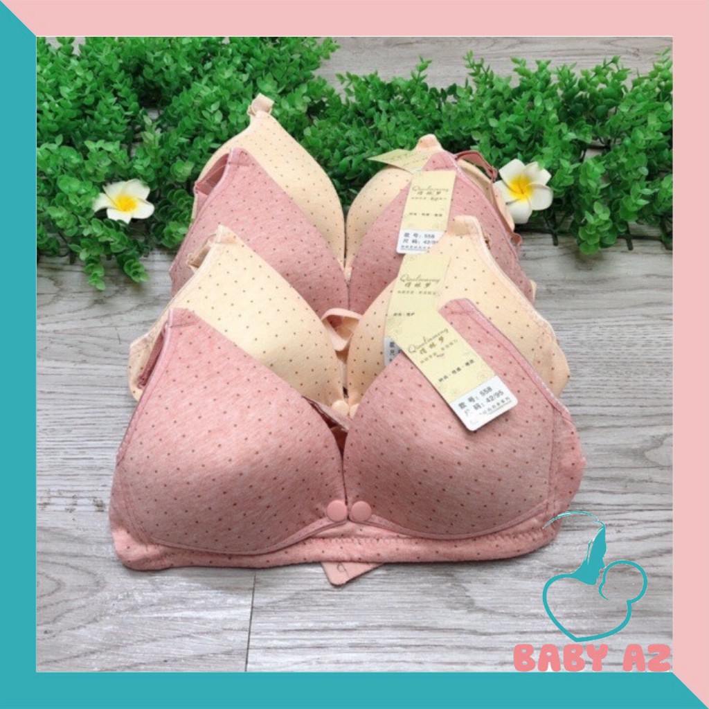 Áo lót ngực cho con bú chấm bi cúc bấm mền mại co giãn tiện lợi BABY AZ