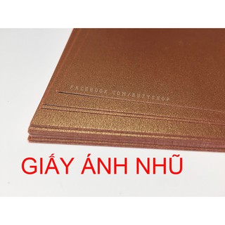 (Xấp 5Tờ) Giấy Ánh Nhũ, Bìa Màu, Giấy Làm Thiệp, Scrapbook (A4) (Nâu da bò)