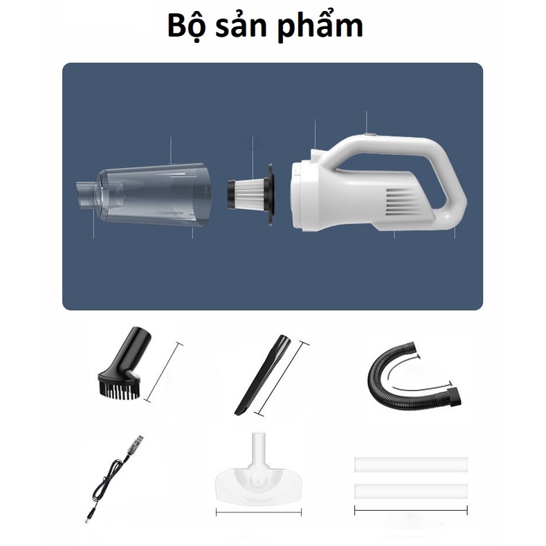 Máy hút bụi không dây cầm tay LT-106EG - Máy hút bụi đa năng - Lực hút 12000Pa - Sạc USB - Công suất120W