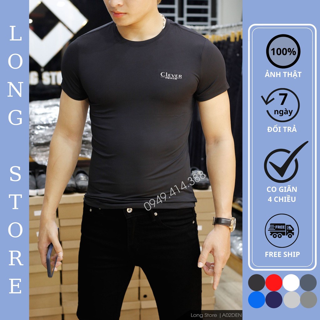 Áo thun nam cổ tròn áo phông trơn cổ tim basic tay ngắn vải thun lạnh co giãn form chuẩn nhiều màu LONGSTORE A02