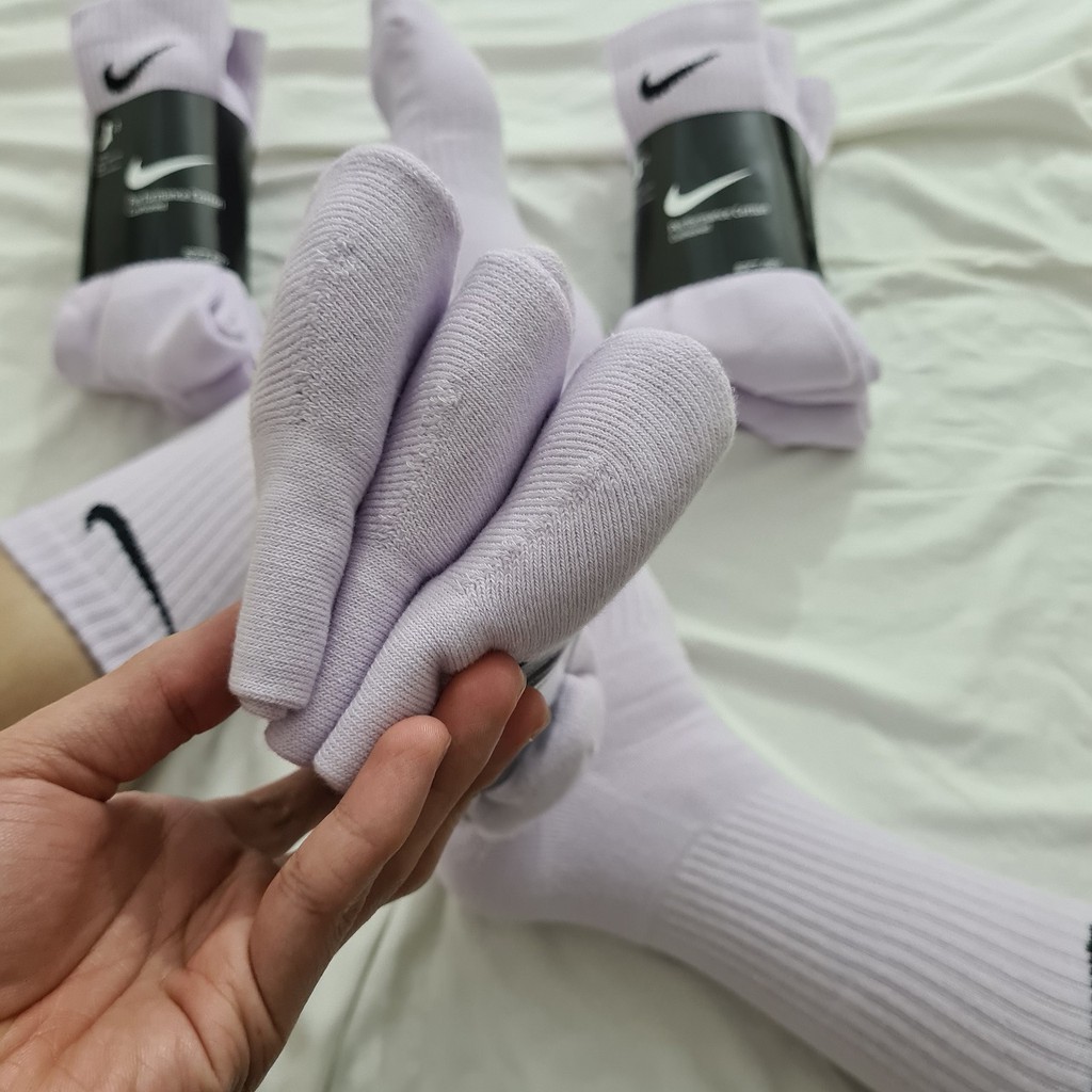 Pack 3 đôi tất thể thao Nike cao cổ màu Tím nhạt - Free ship + Quà tặng Loved socks by TatsTats.vn