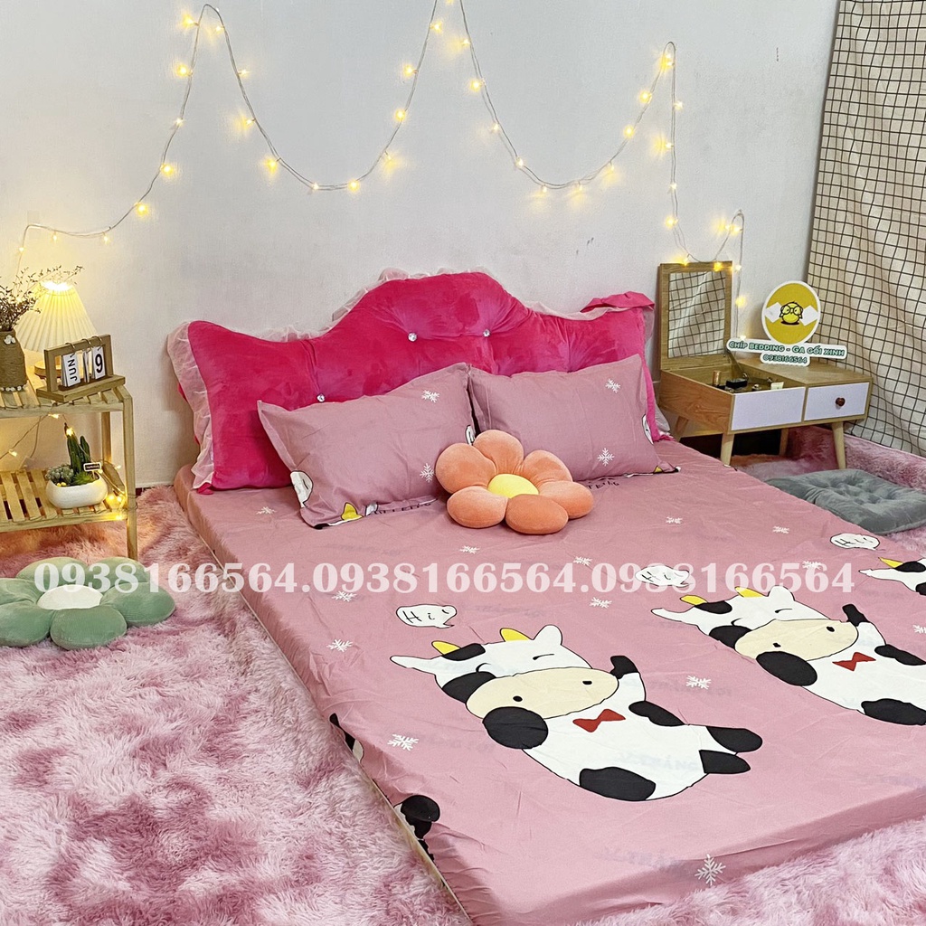 TRỌN BỘ COTTON POLY 5 MÓN CHĂN PHAO DÀY DẶN HÀNG VN BÒ HỒNG  - ĐỦ KÍCH THƯỚC