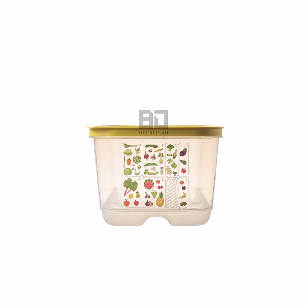 Hộp bảo quản ngăn mát Tupperware có nút hô hấp Ventsmart 6,1L - Hộp nhựa lớn 6.1L chuyên cho rau, củ quả.