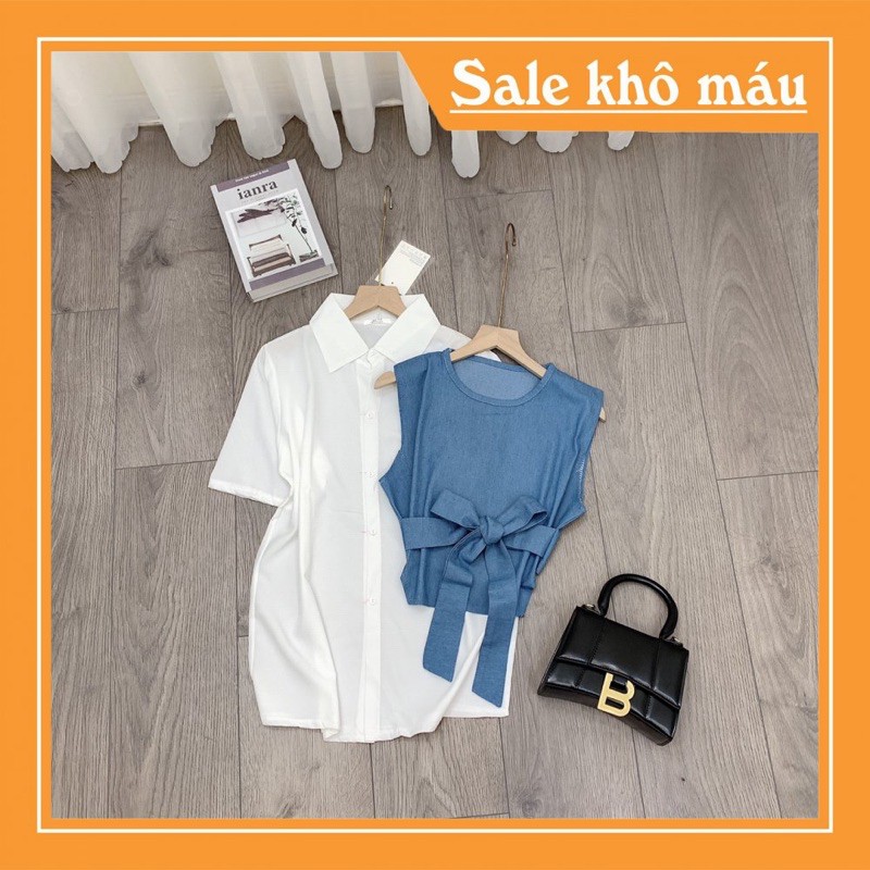 Sét Áo 2 Món Cá Tính Sơ Mi Thô Nhẹ QC Cực Đẹp Mix Ngoài Yếm Bò Thô  Đình Hải [ 𝐅𝐑𝐄𝐄 𝐒𝐇𝐈𝐏 ]may phom thiết kế chuẩn mẫu