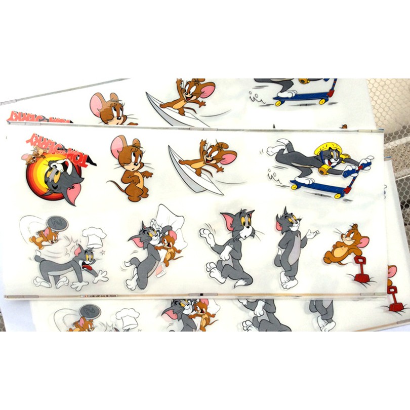 Tấm STICKER PVC dán trong suốt chủ đề TOM and JERRY