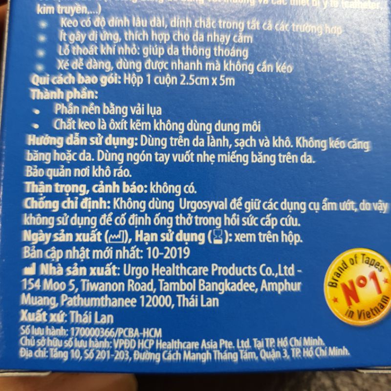 (❣️❣️❣️-5% LN cho quỹ Vacxin) Băng keo lụa có độ dính cao Urgo Urgosyval (nhiều size) - Đông Anh Pharmart