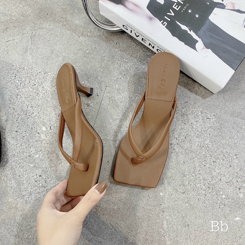 Dép xỏ ngón nữ mũi vuông gót nhọn 3cm mẫu TH385 - kachihouse