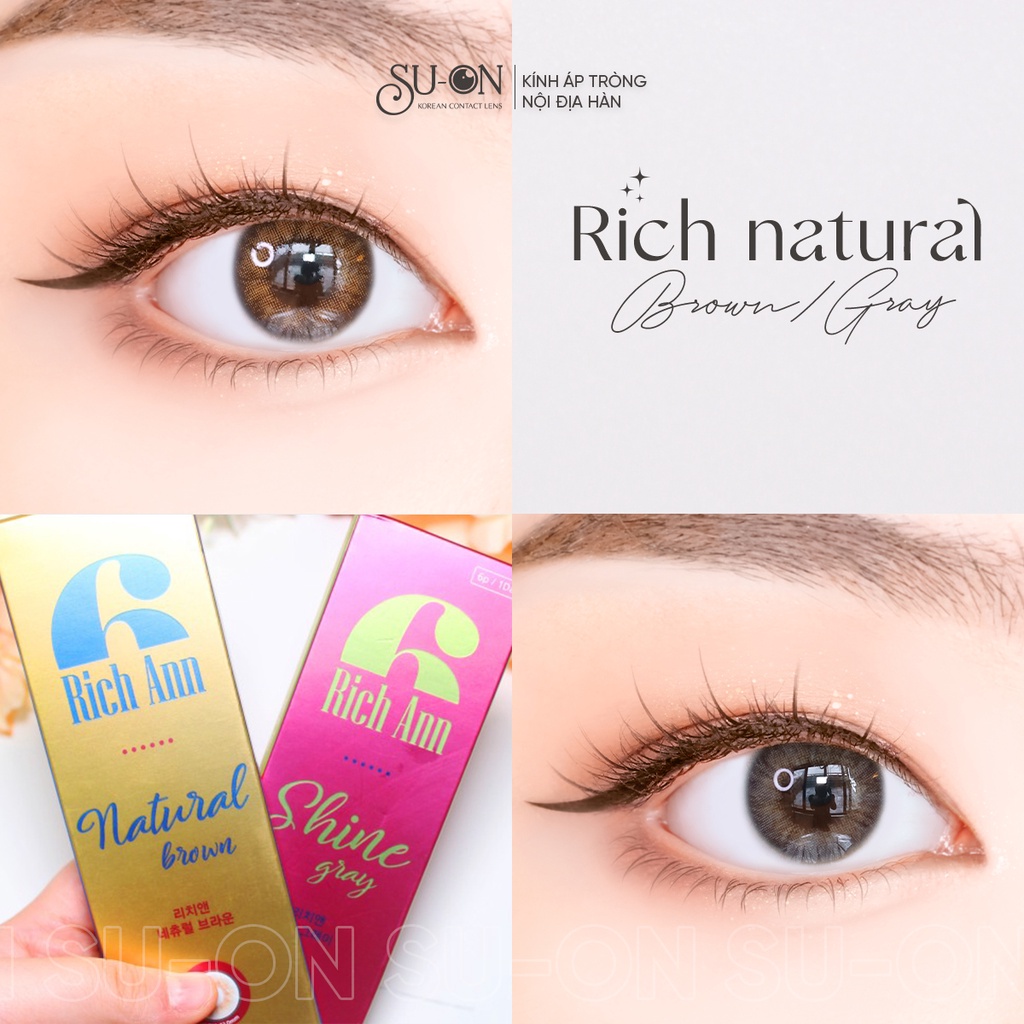 Lens 1 ngày Ann365 RICH NATURAL BROWN áp tròng 14,2mm, màu nâu trong tự nhiên Hàn Quốc, siêu êm đeo cả ngày