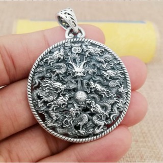 Dây chuyền bạc Thái 999 Cửu Long quần Châu| Kho tổng phong thủy tâm linh