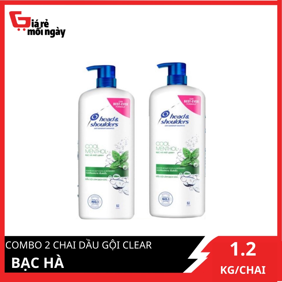 COMBO 2 Chai dầu gội Head&amp;Shoulders Bạc hà 1200ml x2