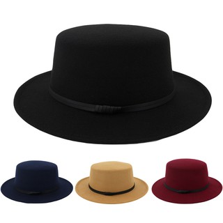Mũ Fedora chóp phẳng chất liệu len thời trang cá tính cho nam nữ