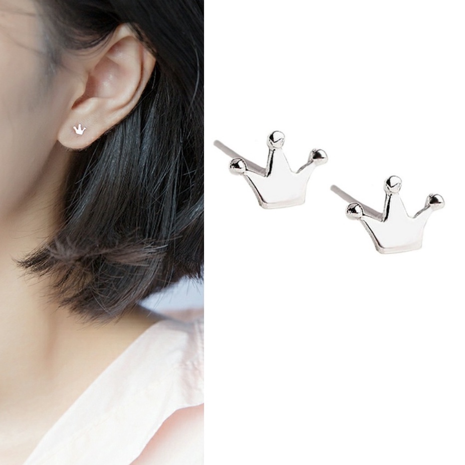 Bông tai Bạc ý 925 vương miệng hoa tai nữ thời trang