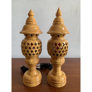 ĐÈN BÀN THỜ - BỘ ĐÈN TỔ ONG GỖ 23cm - TRANG TRÍ BÀN THỜ, NHÀ CỬA