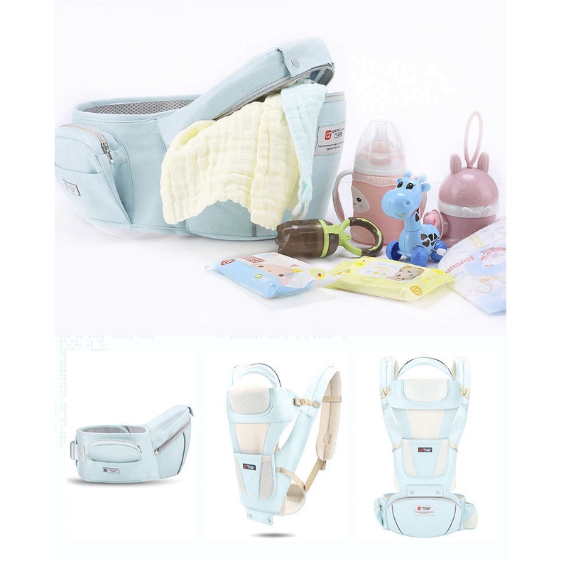 Địu em bé có ghế  chống gù lưng đau mỏi hông lệch xương trẻ sơ sinh, Đai điệu con 0-36 tháng
