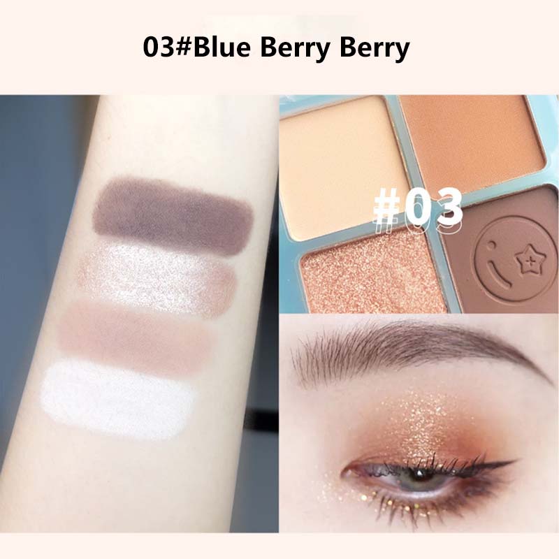 Bảng Phấn Mắt 4 Màu Sắc Hiệu Ứng Lì / Ánh Nhũ Chống Nước Bền Màu Dài Lâu