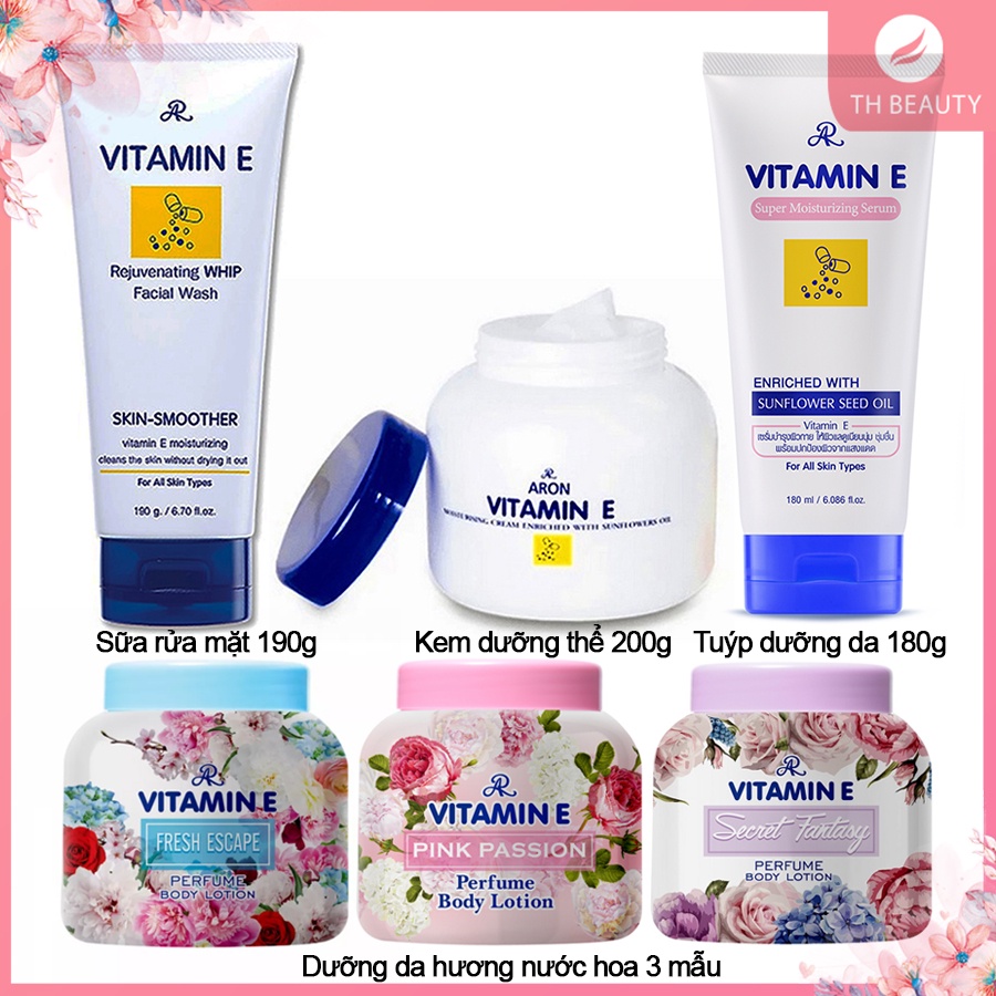 Bộ Vitamin E Redwin Úc, Aron Thái Lan dưỡng da mặt và body, Sữa rửa mặt, Kem Dưỡng, Kem Tắm Vitamin E (Đọc kỹ mô tả)