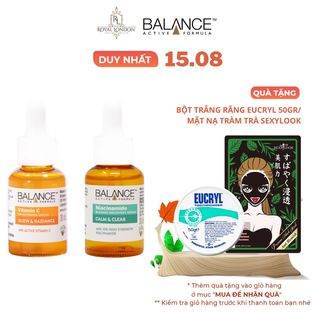 Combo serum ngừa mụn, giảm thâm và làm sáng da Balance Vitamin C và Niacinamide Serum 30ml/chai