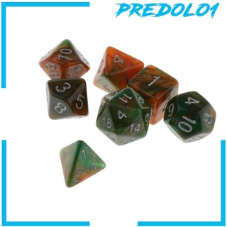 [Predolo1] 7 Cái / bộ Trò chơi xúc xắc đa diện cho đồ chơi thanh trò chơi bảng màu xanh cam