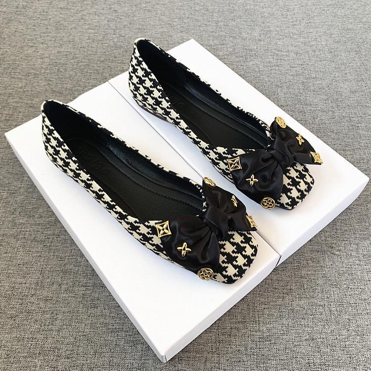 Giày Búp Bê Đế Mềm Mũi Vuông Thắt Nơ Thời Trang 2022 Cho Nữ Size 32-44