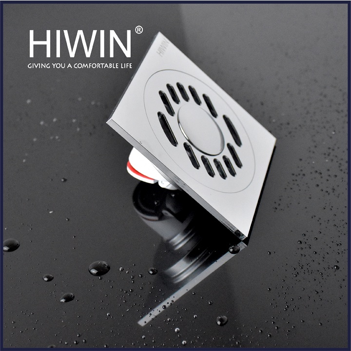 Phễu thoát sàn máy giặt ngăn mùi hôi thoát nước nhanh đồng mạ crom kích thước 100x100mm HIWIN FD-1101WH