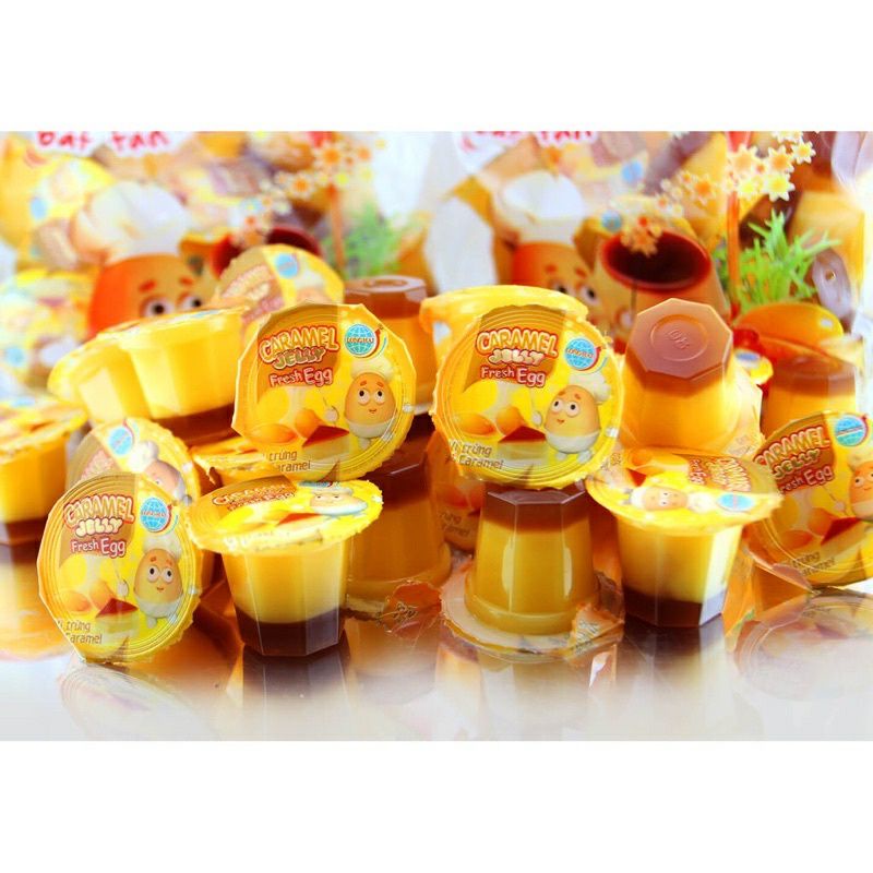 Thạch rau câu túi lưới vị Caramen sữa , vị sữa chua