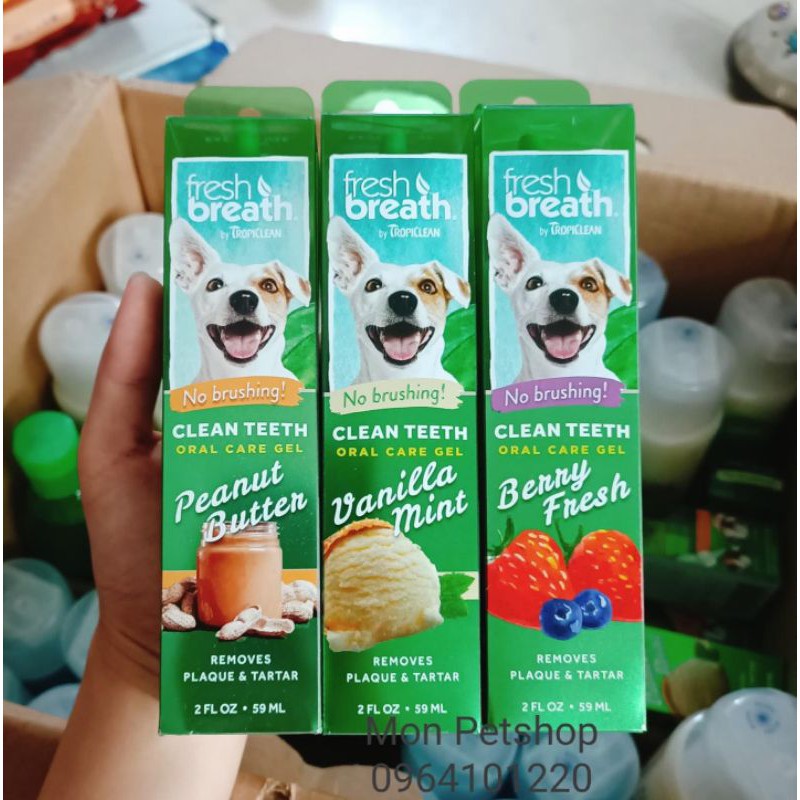 Gel làm sạch răng miệng cho chó mèo Tropiclean 59ml xuất xứ Mỹ