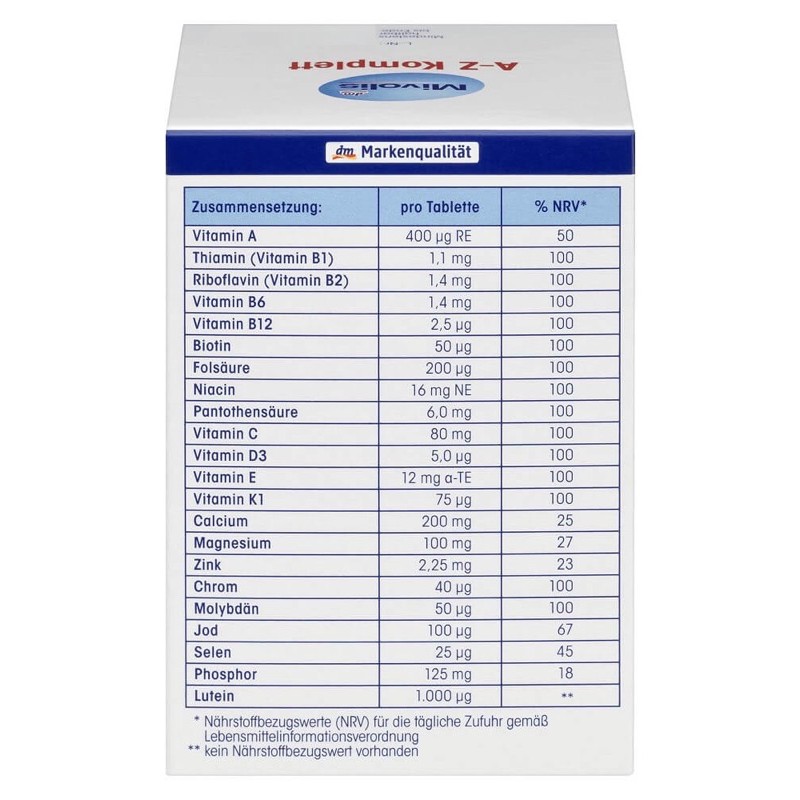 Viên uống Vitamin tổng hợp MIVOLIS A Z ĐỨC 100 Viên