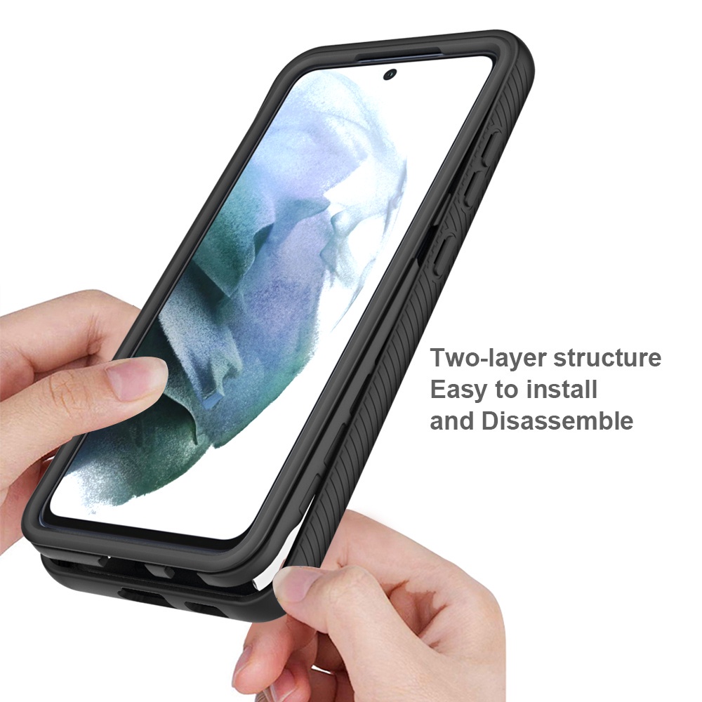 Full Body Double Protective Phone Case For Samsung Galaxy S22 Ultra S21 FE S20 Plus Note 9 20 10 Lite A21S A51 A71 A31 Luxury Hybrid Armor Soft Edge Silicone Hard Transparent Back Cover