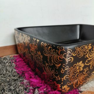 CHẬU RỬA LAVABO CAO CẤP ĐEN IN 3D