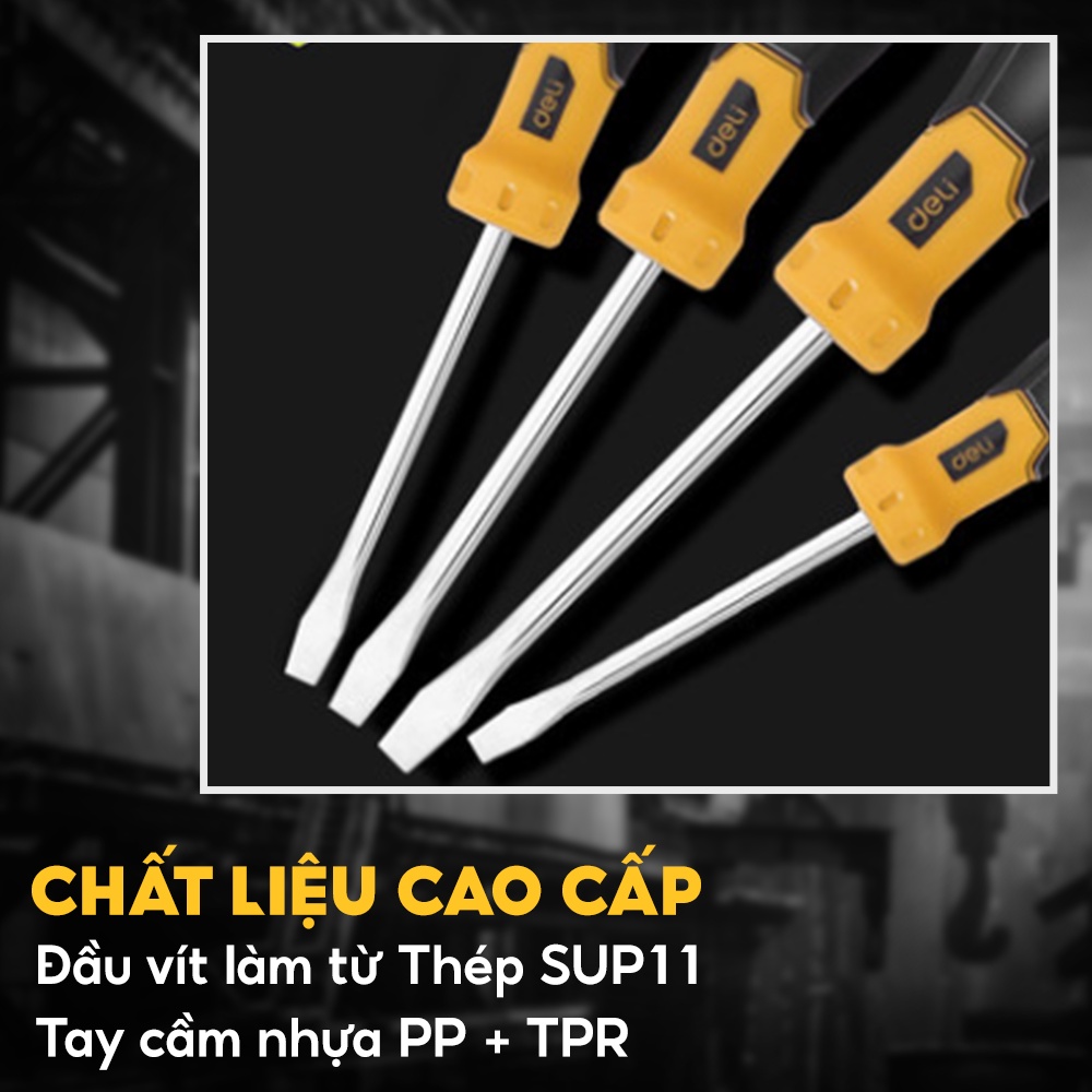 Tua vít Deli DL6330751 - Làm Từ Thép Không Gỉ - Cam kết chính hãng - Bảo hành 12 tháng 1 đổi 1