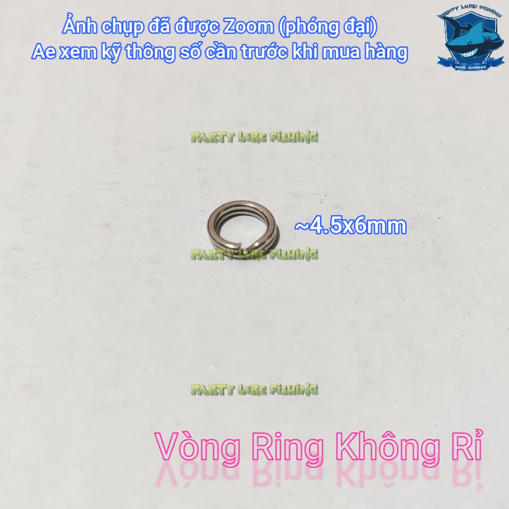 Khoen - Ring tròn lắp lưỡi mồi lure - Chất liệu thép trắng siêu cứng, không rỉ sét