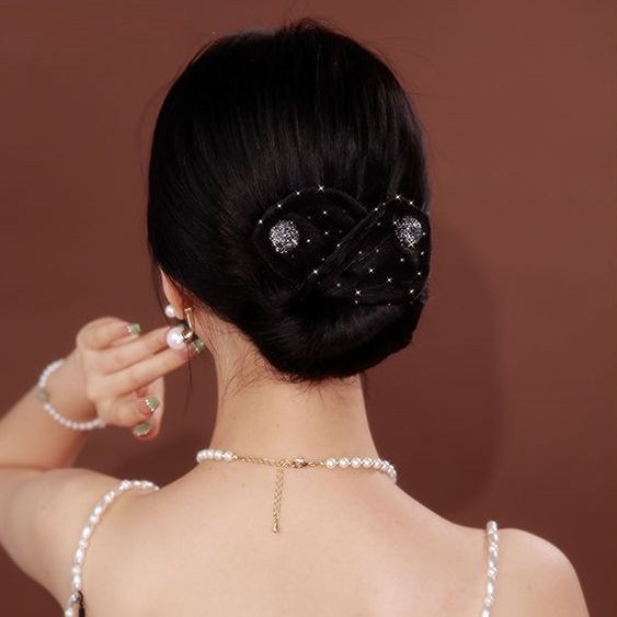 Kẹp Tóc Vải Màu Đen Thời Trang Mùa Hè dây buộc tóc hoa